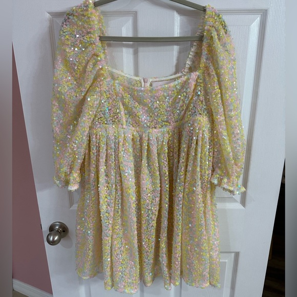Selkie sequin puff dress size large - Picture 1 of 4